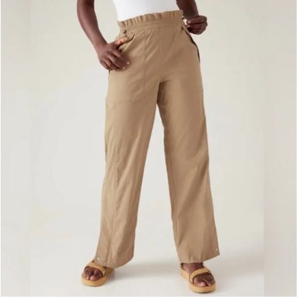 Athleta Women's Pants Trekkie High Rise Parachute Ripstop Brown 14 - Picture 1 of 11